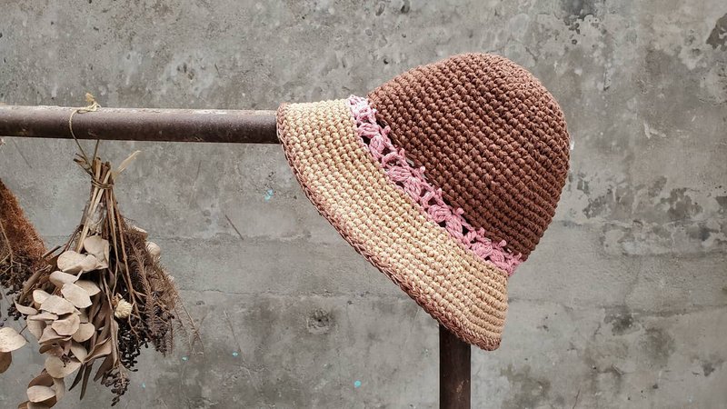 手織草帽 - 櫻苑 - 帽 - 紙 咖啡色