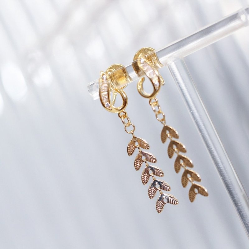 Golden Wheat Ear | - Earrings & Clip-ons - Copper & Brass Gold