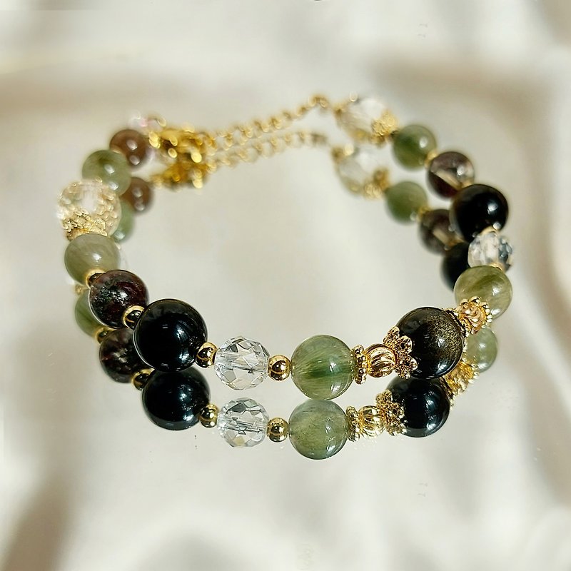 Green hair crystal green ghost white crystal Stone carefully selected high quality I fortune and career crystal bracelet - Bracelets - Gemstone Green