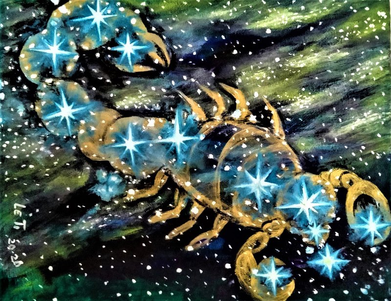 Constellation Scorpio Original painting on canvas - 海報/掛畫/掛布 - 其他材質 多色