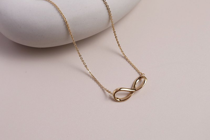 【Love Gift】Infinity. white steel necklace - Necklaces - Stainless Steel Gold