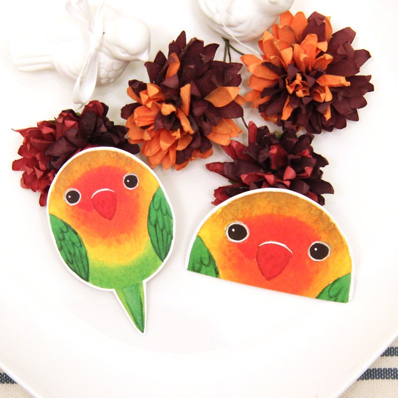 Rolia's Handmade Love Bird Peony Parrot Waterproof Sticker - Stickers - Paper Multicolor