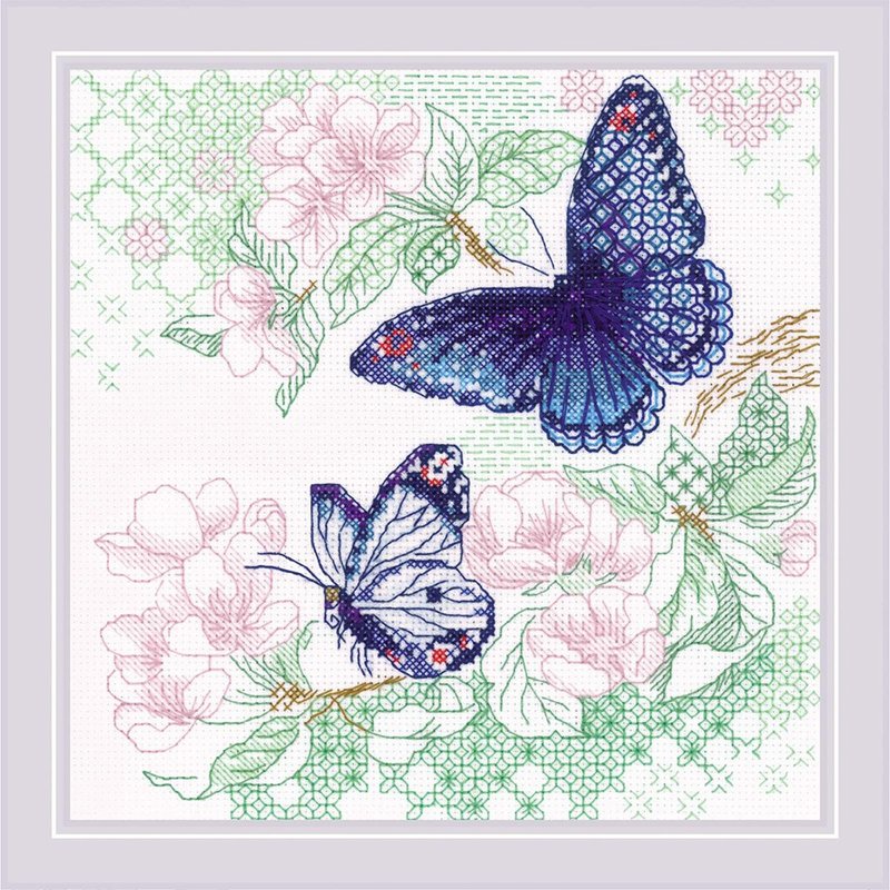 RIOLIS 黑線刺繡材料包 - 春蝶嬉遊 - 編織/刺繡/羊毛氈/縫紉 - 其他材質 