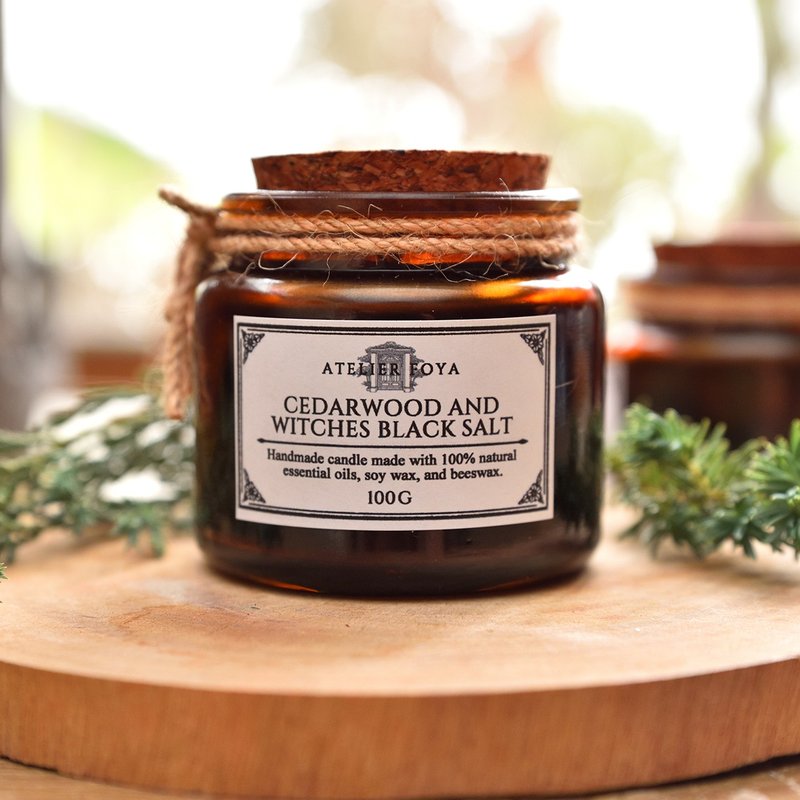 AtelierFoya scented candle [cedar lava black salt] #natural essential oil - เทียน/เชิงเทียน - ขี้ผึ้ง สีดำ