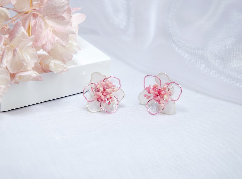 Pink Beauty | resin earrings with preserved flowers &amp; silver 925