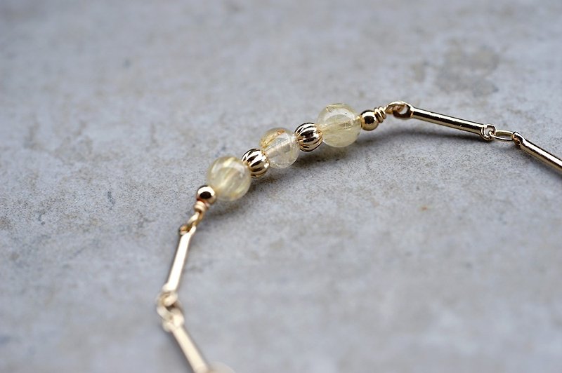 Show Color - 14K Gold Blonde Crystal Bracelet - สร้อยข้อมือ - เครื่องประดับพลอย สีทอง