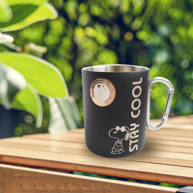 Snoopy Cool Cup Mountaineering Camping Good Partner [Hallmark-Peanuts Snoopy Stainless Steel Cup] - Mugs - Stainless Steel Black