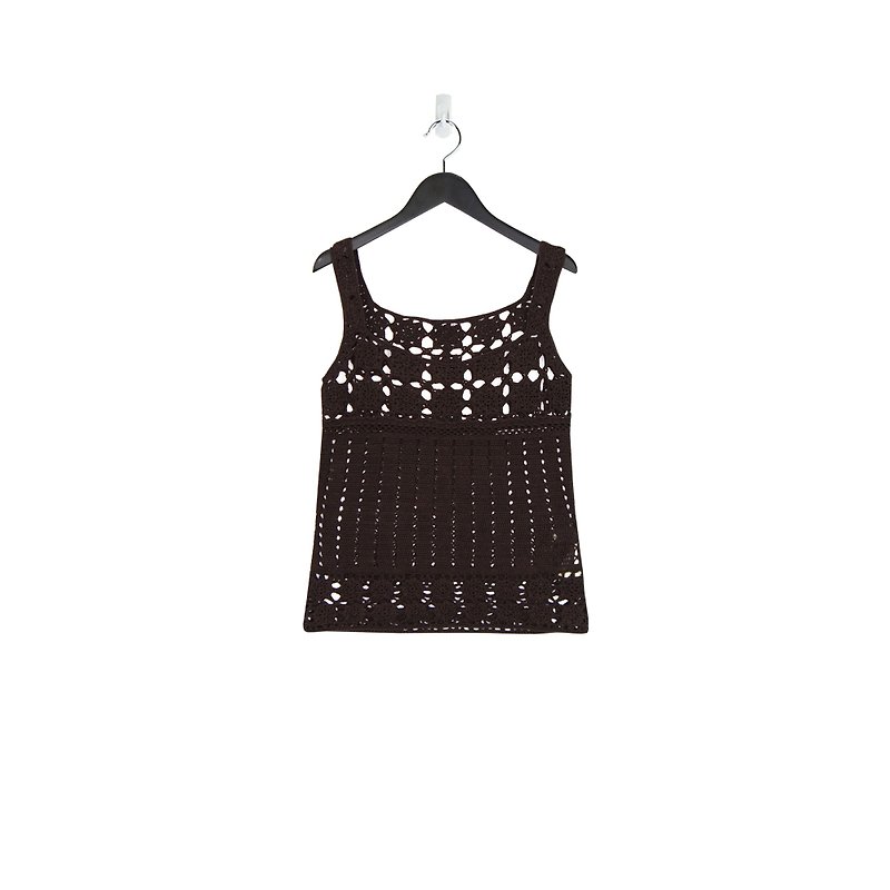 A‧PRANK :DOLLY :: VINTAGE Dark Lady Lace Crocheted Knit Vest (T806086) - Women's Vests - Cotton & Hemp Brown