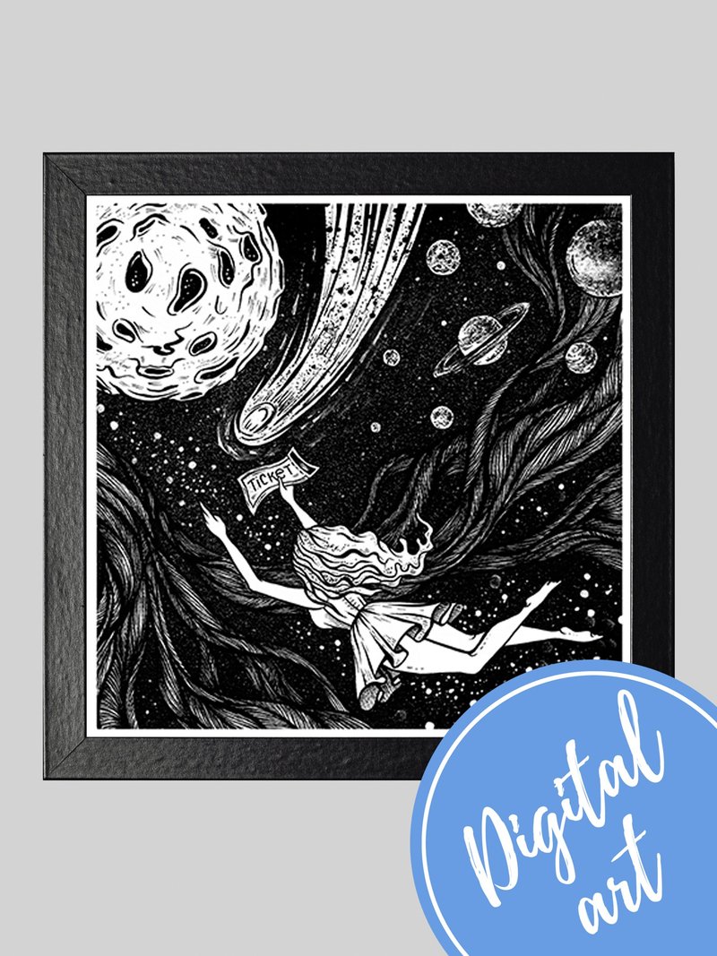 Space picture. Universe poster. Digital Drawing. Girl drawing. Universe drawing. - 電子似顏繪/繪畫/插畫 - 其他材質 