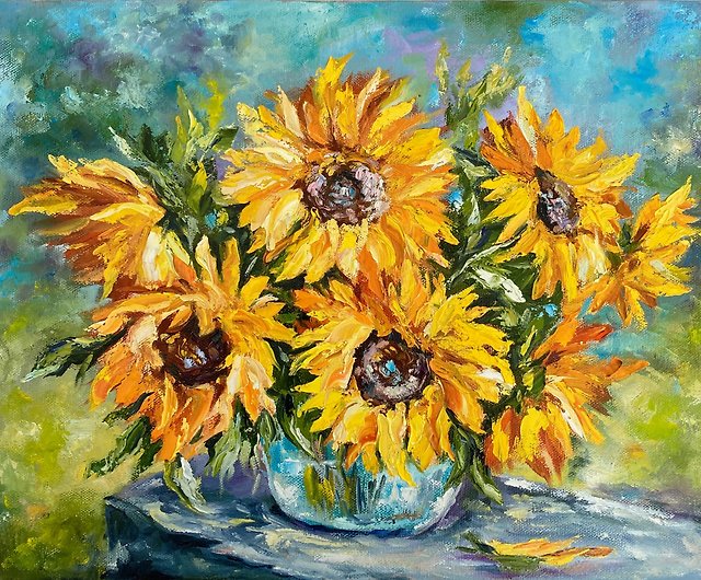 Abstract Flowers Art Oil Painting Vibrant Paints Canvas