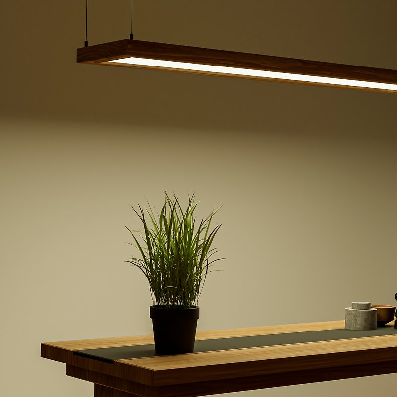 PENDANT wood shelf-light FLAT LIGHT  for kitchen or living room - โคมไฟ - ไม้ 