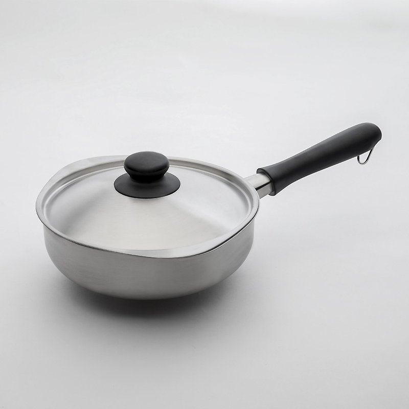 [Sori Yanagi] One-hand pot 18cm matte-with lid - Pots & Pans - Stainless Steel 