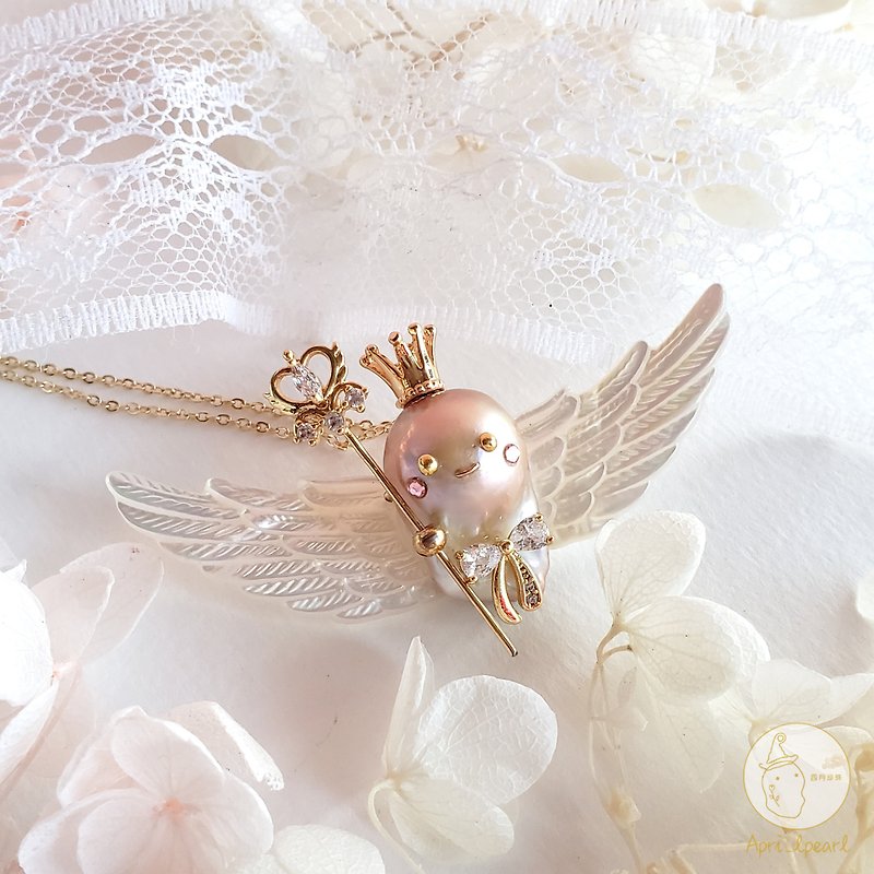 Baroque Original Design Baroque Freshwater Pearl Cute Little Angel Necklace - Necklaces - Pearl 