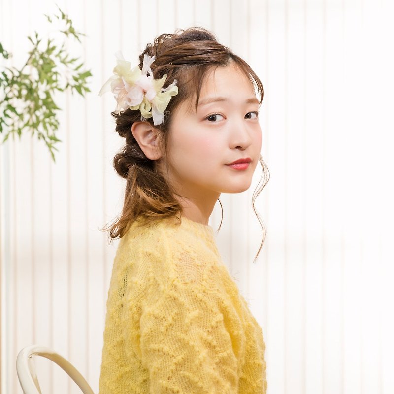 mini | Sakura | Blooming barrette / hair clip - เครื่องประดับผม - เส้นใยสังเคราะห์ สึชมพู
