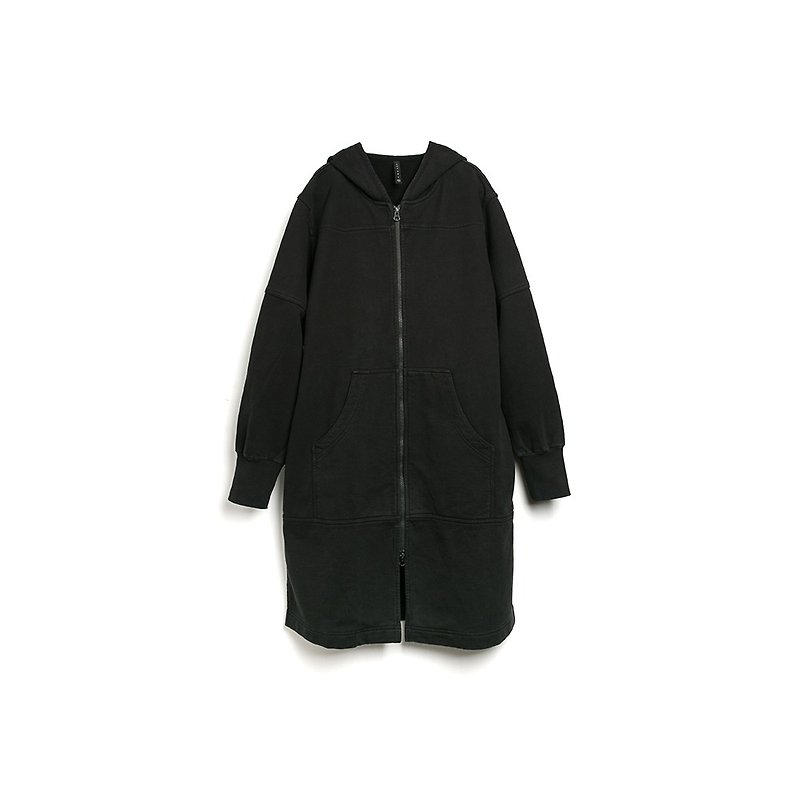 Embroidered Long Parka - 男夾克/外套 - 棉．麻 黑色