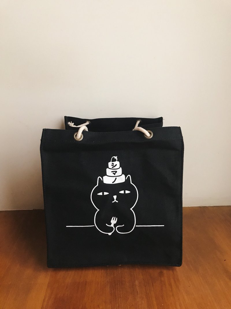 壞貓咪-島野果子屋聯名款帆布提袋 - 手提包/手提袋 - 棉．麻 黑色