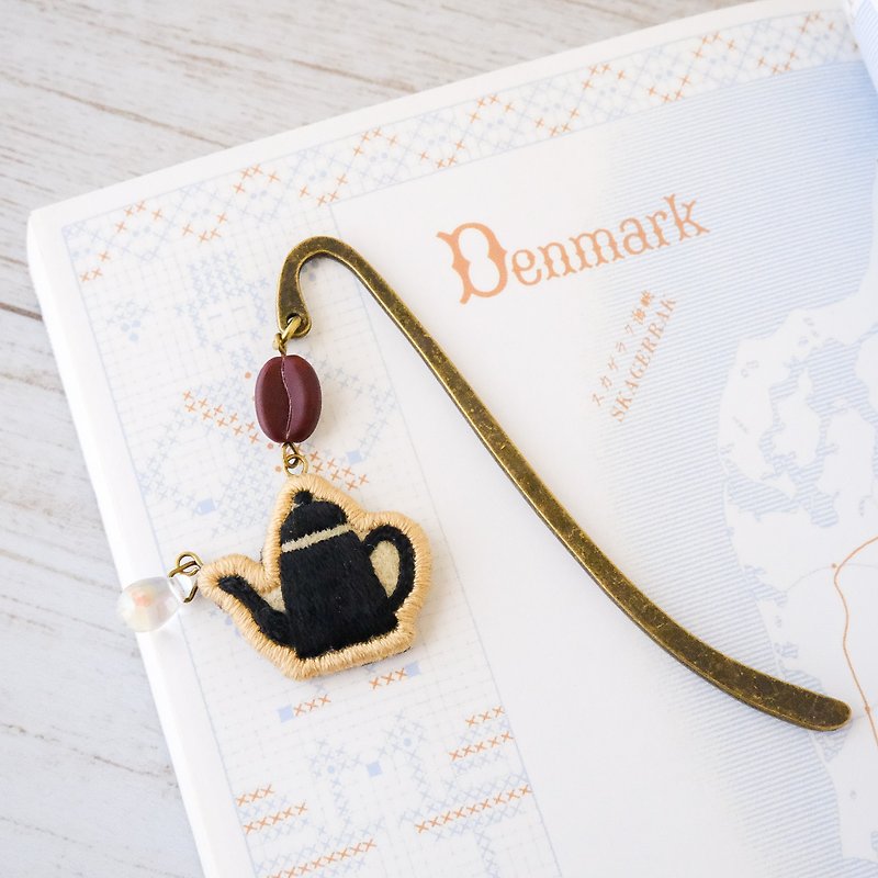 cafebookmarker coffee pot - Bookmarks - Cotton & Hemp Black