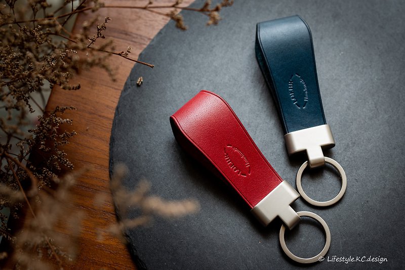 LOEHR leather handmade key ring - Keychains - Genuine Leather Red