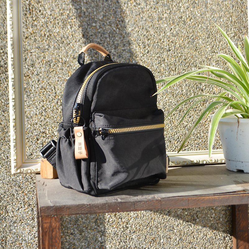*Free custom engraving*Lightweight mini backpack-titanium iron black - Backpacks - Other Materials Black
