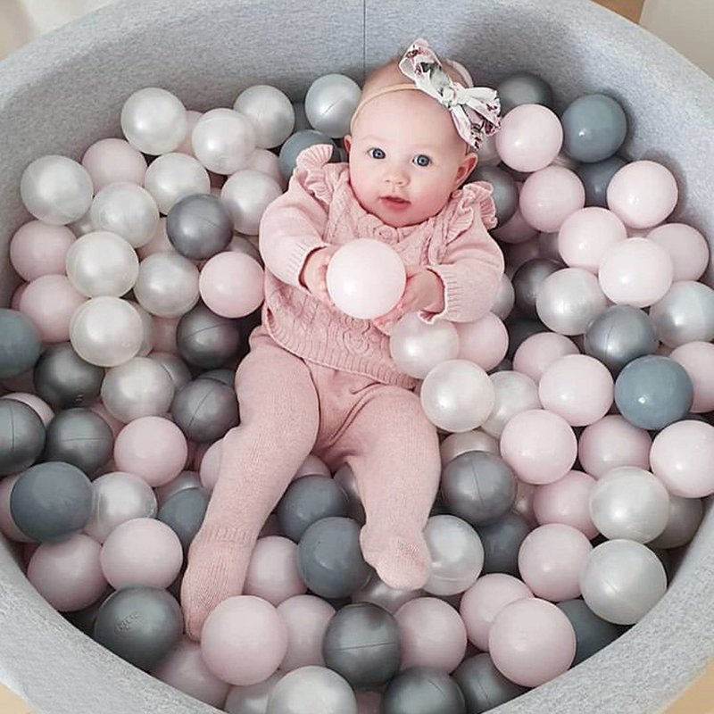 Misioo Game Ball Pool-90x40 Light Gray-Pink/Pearl White/Pearl Gray/Milk White 200 Balls - ของเล่นเด็ก - ฟองน้ำ 