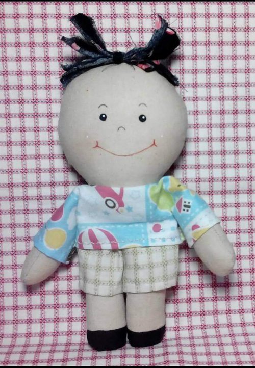 カントリードール♡ハンドメイド♡お人形♡くすみグレー薔薇柄♡ カントリードール♡ハンドメイド♡お人形♡ミニドール♡ - メルカリ