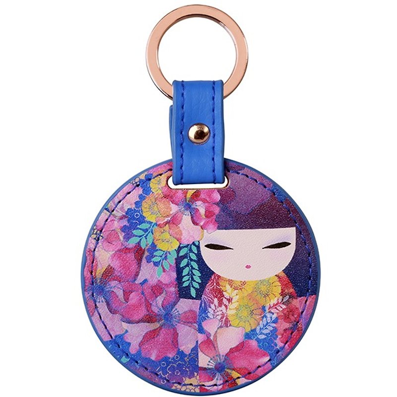 Leather key ring-Kyoka happiness [Kimmidoll and blessing doll] - Keychains - Other Materials Multicolor