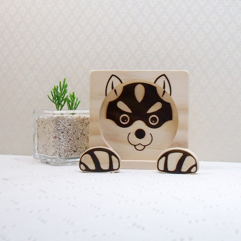 Shiqi domineering coaster mobile phone holder headset reel folder customized name greetings - Custom Pillows & Accessories - Wood Brown