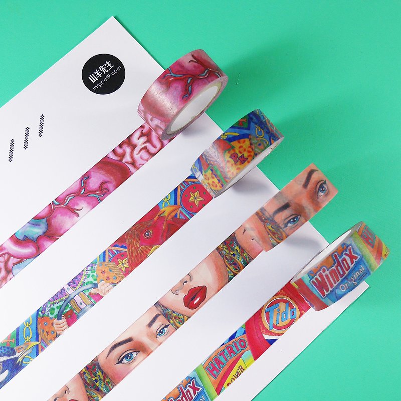 Masking Tape Set ( 4 designs ) - Washi Tape - Paper Multicolor