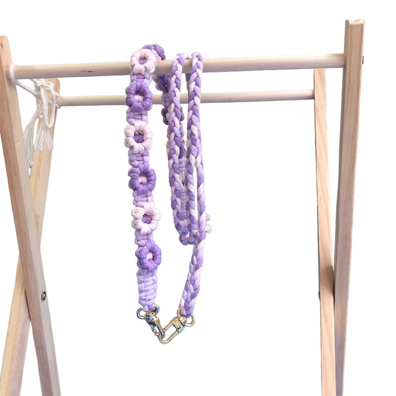 Lavender Forest/Customized woven flower mobile phone lanyard. Adjustable mobile phone strap. Graduation gift - Lanyards & Straps - Cotton & Hemp Purple