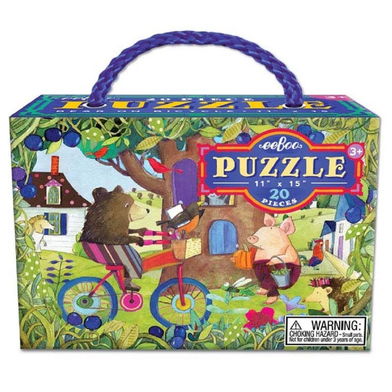 eeBoo 20 Piece Puzzle- Bear on Bicycle 20 Piece Puzzle - เกมปริศนา - กระดาษ หลากหลายสี