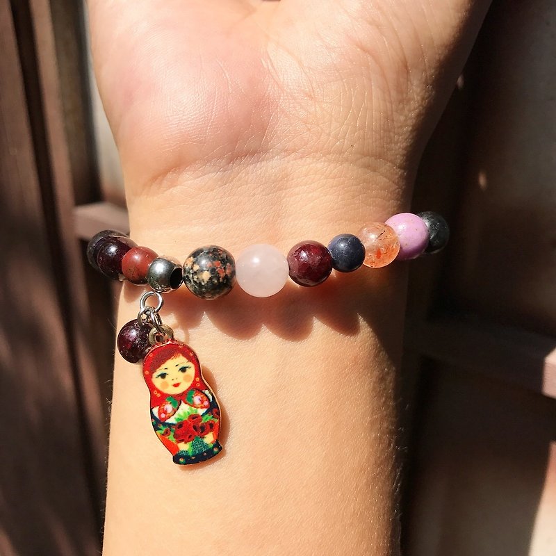[Lost and find] natural stone Russian doll bracelet on the designer's table - Bracelets - Gemstone Multicolor