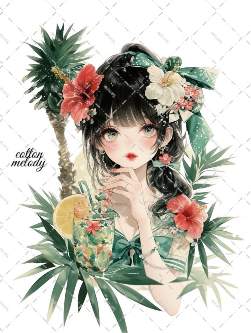 original sticker no.5541 人物ステッカー オリジナルステッカー 人物ステッカー 女の子ステッカー オリジナル人物ステッカー - 貼紙 - 紙 