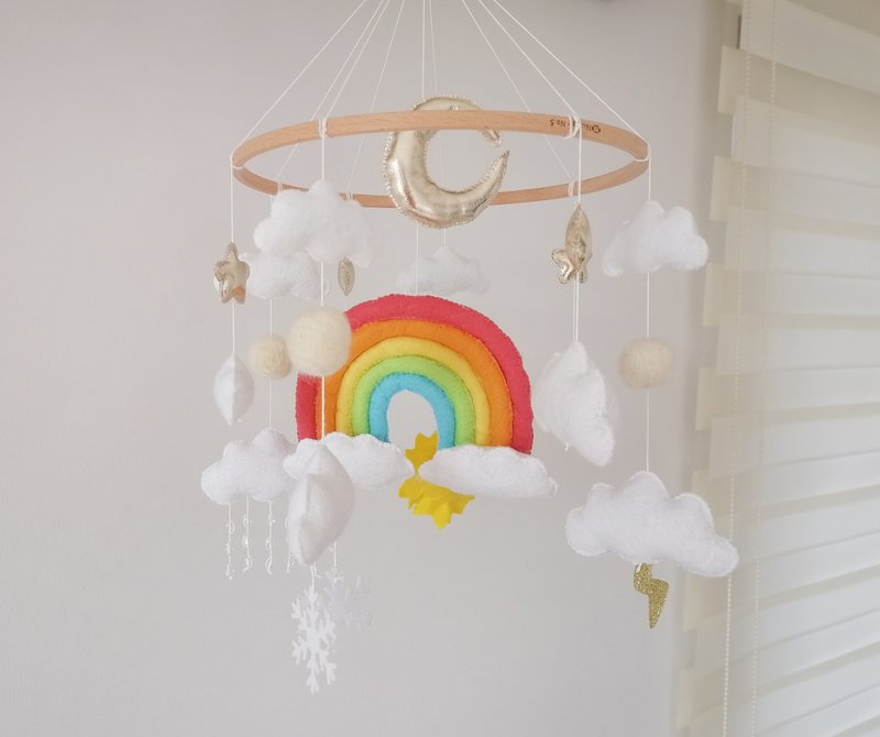 Colorfull Sky rainbow theme mobile crib felt , nursery decor,weather baby mobile - Kids' Toys - Other Materials 