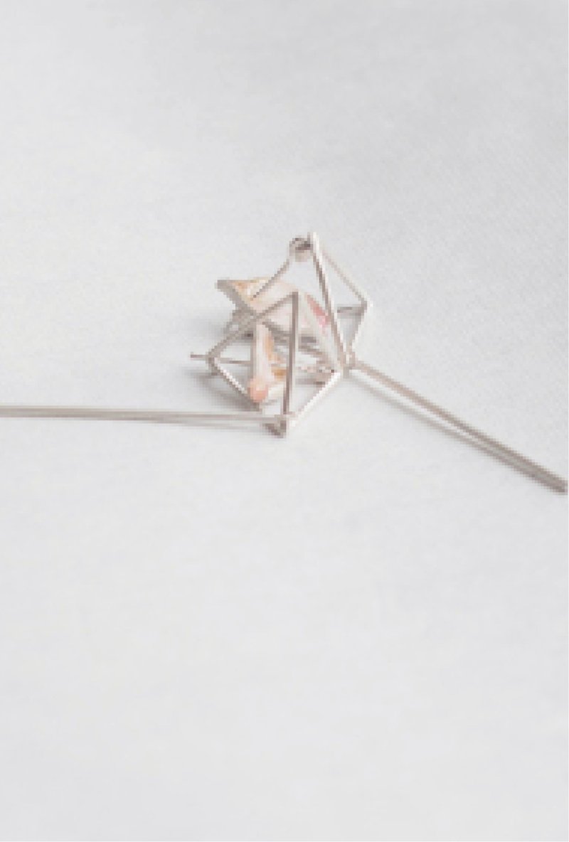 Lock flower stay long earrings/art sterling silver - Earrings & Clip-ons - Other Metals 