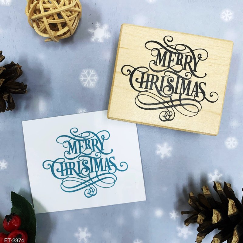 Maple Stamp-Merry Christmas English Word ET-2374 - Stamps & Stamp Pads - Wood 