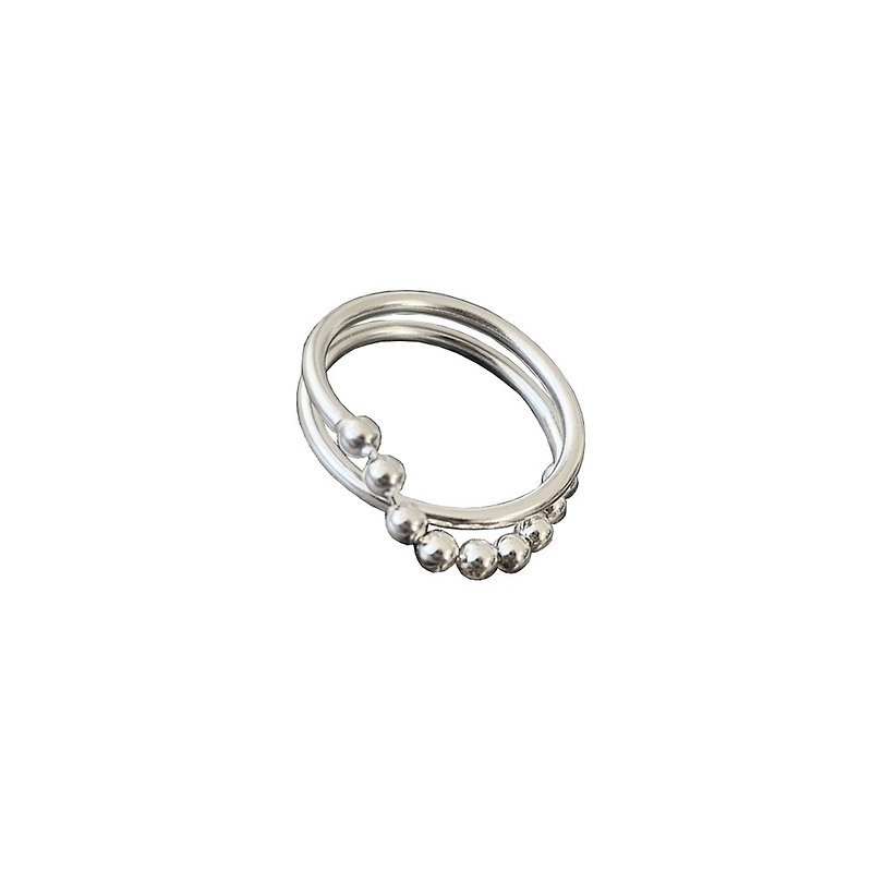 Handmade Sterling Silver Delicate modern moving ball chain X RING - General Rings - Sterling Silver Silver