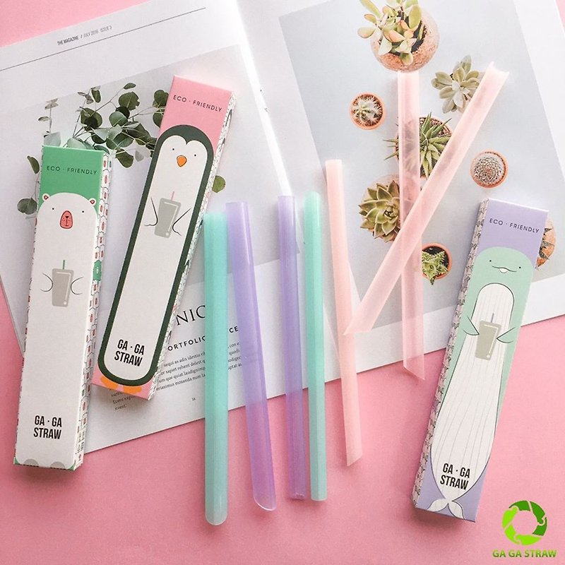 [Kaka environmental protection straws] animal version 2 sticks (transparent one thick and one thin version) - three colors in total - แก้ว - พลาสติก 