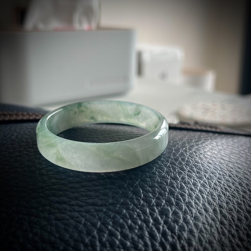 Bamboo forest | Ice species floating green square bracelet #16.6 - Bracelets - Jade Green
