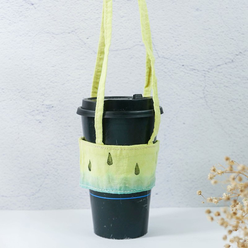 : Watermelon : Handmade Tie dye Reusable Coffee Sleeve - Beverage Holders & Bags - Cotton & Hemp Yellow