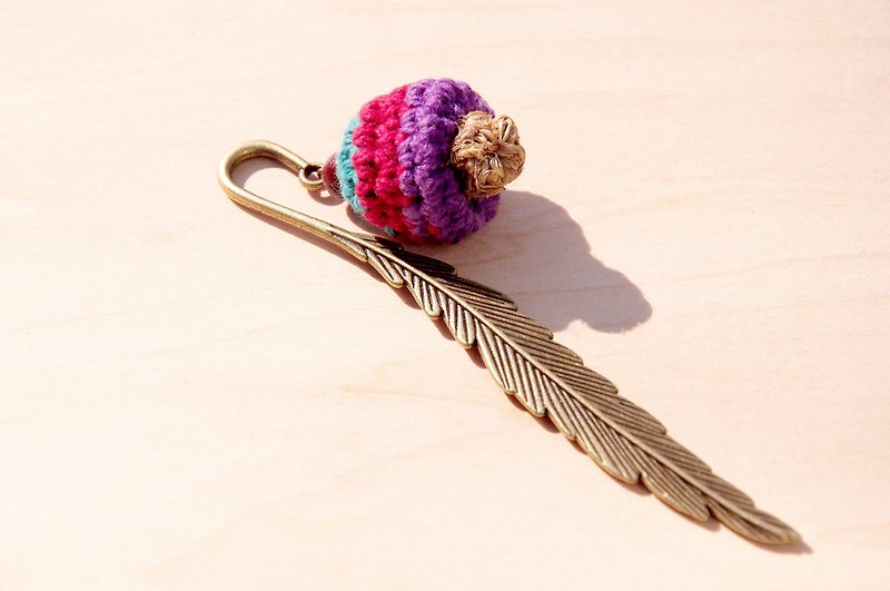 Department of Forestry forest girl hand-woven cotton bookmark / bookmark design / bronze bookmark / BOHO Crochet brooch - braided cotton cord mushrooms bookmark (a limit) - สมุดบันทึก/สมุดปฏิทิน - กระดาษ หลากหลายสี
