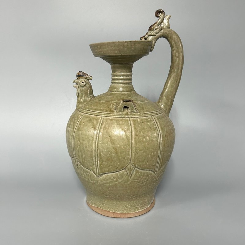 晉青釉盤口龍柄雞首壺 - 擺飾/家飾品 - 陶 卡其色