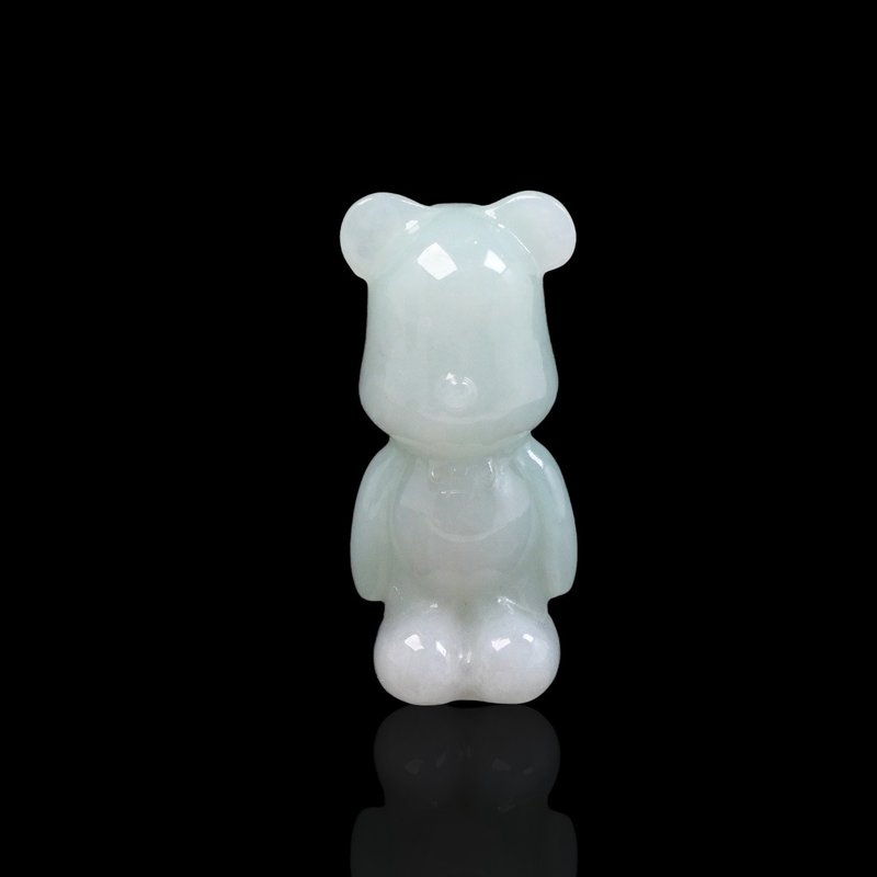 Glowing green jadeite bear ornament | Natural Burmese jade A grade jadeite | Gift giving - อื่นๆ - หยก สีใส