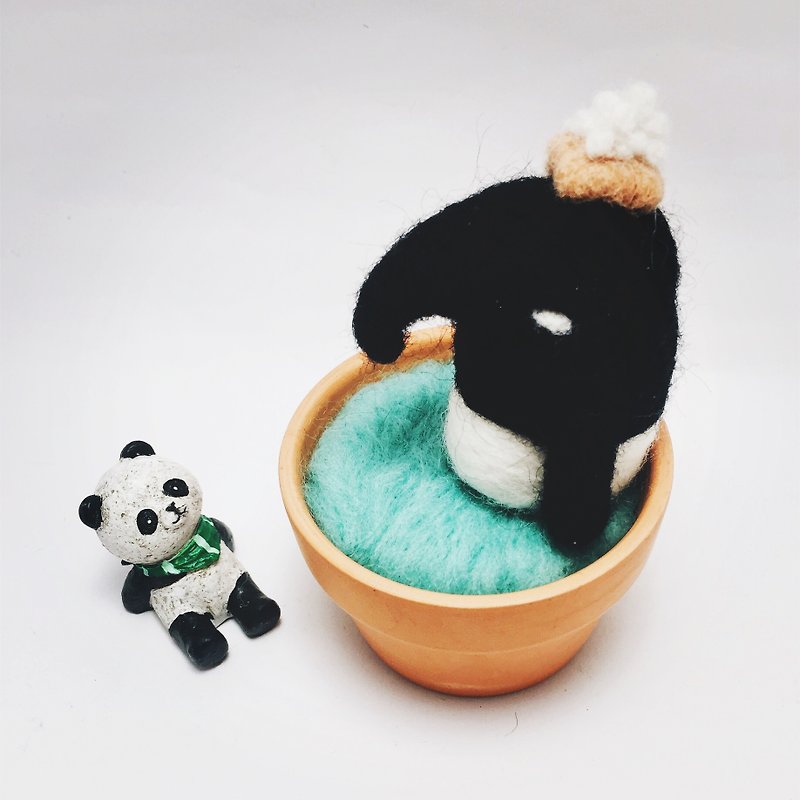 [Warm Soup Pottery] Wool Felt Animal Soup Pot-Malay Tapir Dumpling - Items for Display - Wool Black