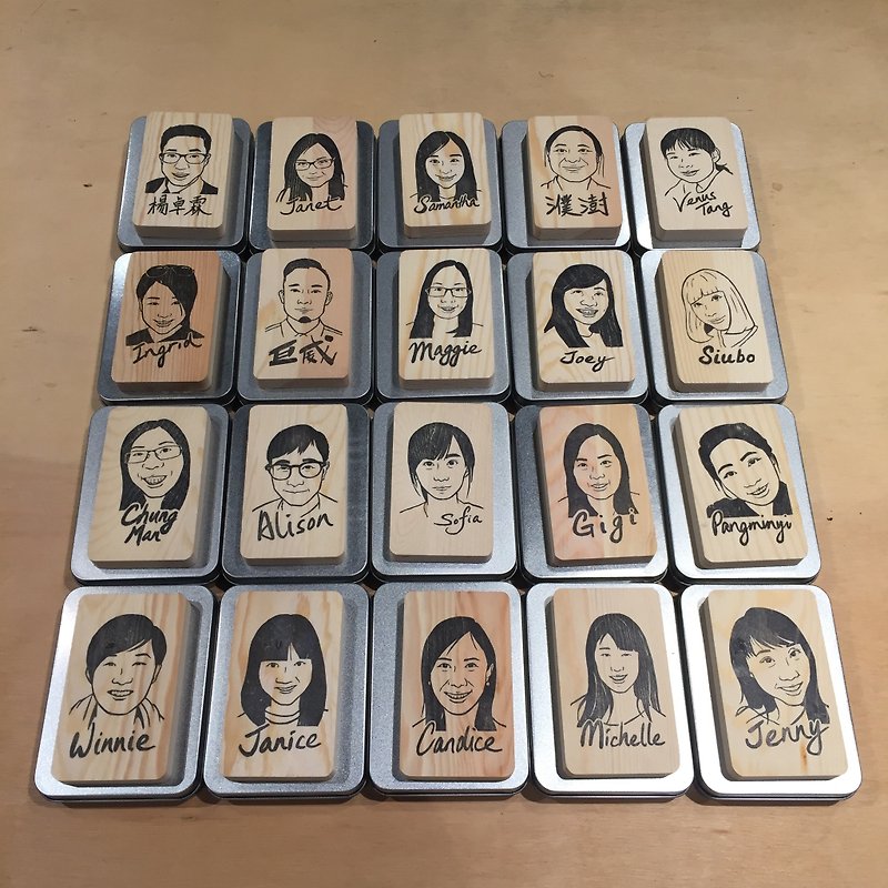 Customized hand-painted portrait rubber stamp-single or double - Stamps & Stamp Pads - Rubber 