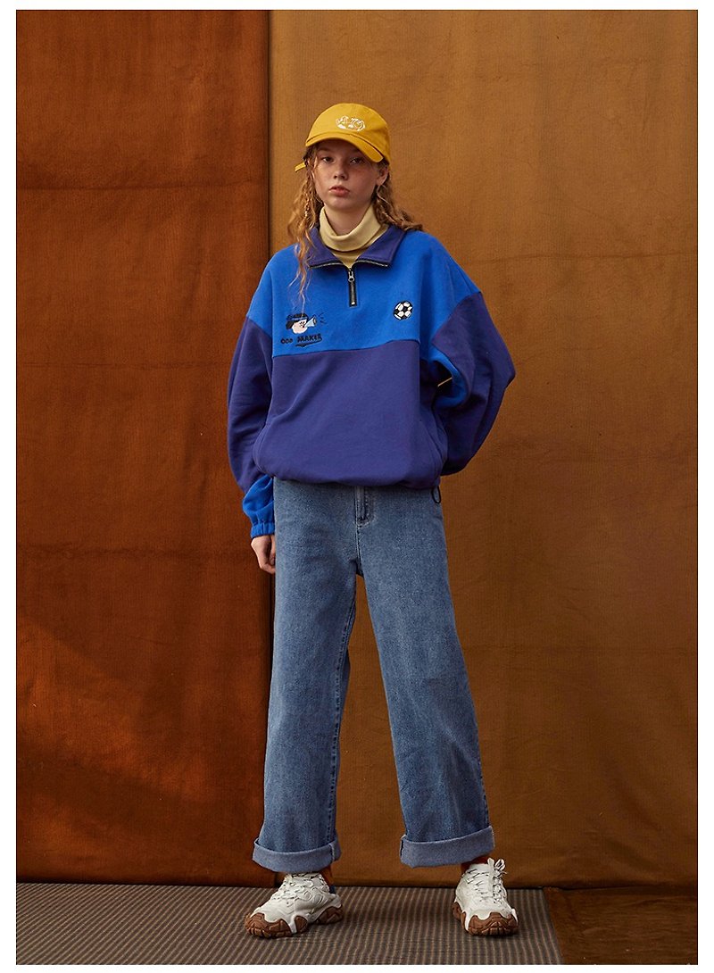 奇妙なメーカーサッカー刺繍ブルースペルカラーセータープラス厚いカシミアプルオーバージャケット女性秋新しい - トップス - コットン・麻 