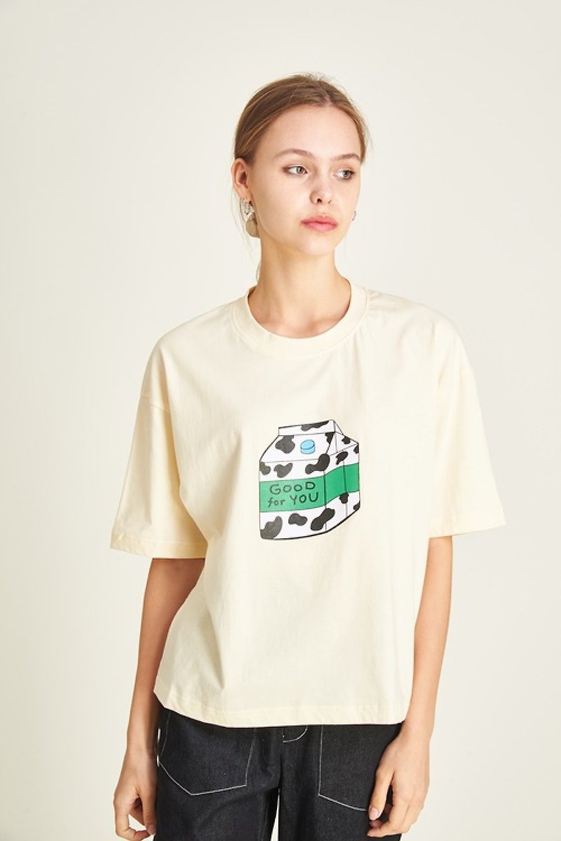 Creamy Oversized Tee Good for you - The Breakfast Club - 女 T 恤 - 棉．麻 白色