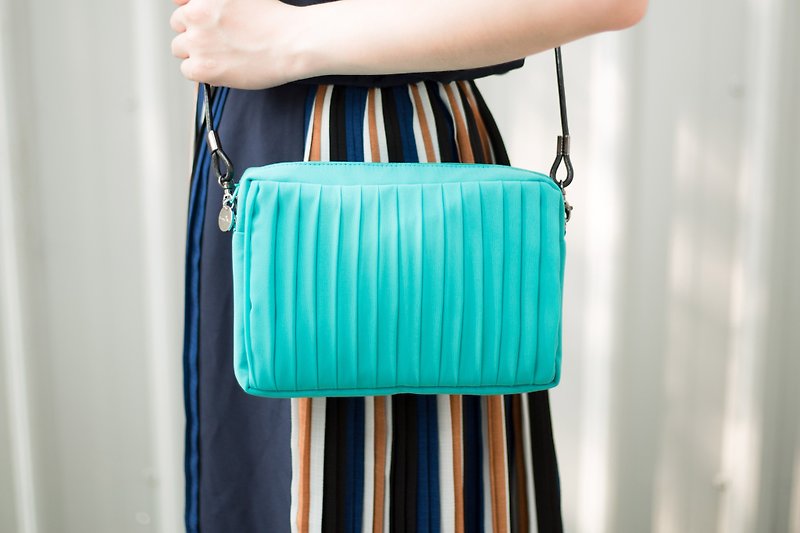 南庭系列包/小煎包(藍綠色)。肩背包。斜背包 - 手拿包 - 聚酯纖維 綠色