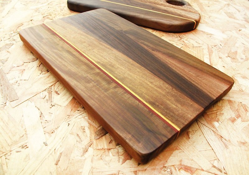 Natural antibacterial solid wood plate/snack plate/small rectangle/Paraguayan rosewood stitching - Plates & Trays - Wood Brown