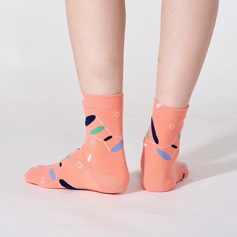 望遠星空 3:4 /粉/ 襪子 - 襪子 - 棉．麻 粉紅色