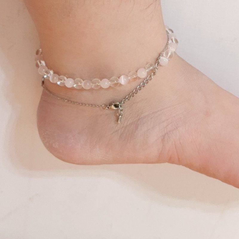 光之眠花 足下沾桃花 - 腳鍊/腳環 - 水晶 粉紅色